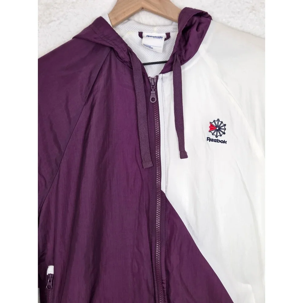 Reebok Classic Womens Windbreaker Jacket Colorblock M Retro Wooshing Nylon 90's